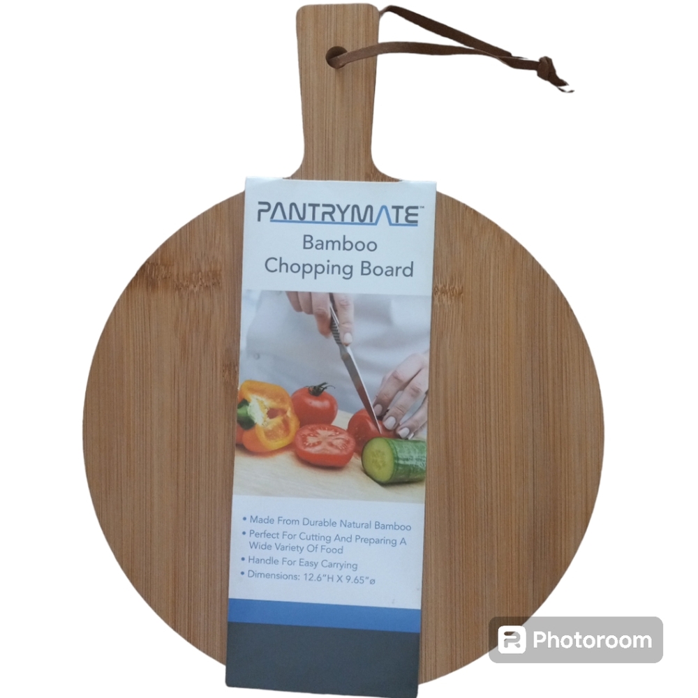 Pantrymate NWT Bamboo Cutting Board 12x9 Cheese Charcuterie Platter Handle Loop